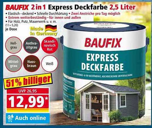 BAUFIX 2 in 1 Express Deckfarbe 2,5 Liter