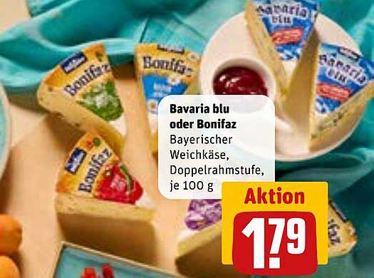 Bavaria blu oder Bonifaz Bayerischer Weichkäse, Doppelrahmstufe, je 100 g