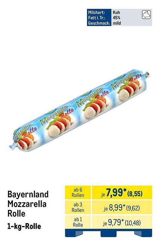 Bayernland Mozzarella Rolle 1-kg-Rolle