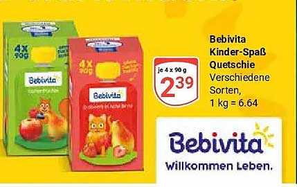 Bebivita Kinder-Spaß Quetschie Verschiedene Sorten, 1 kg = 6.64