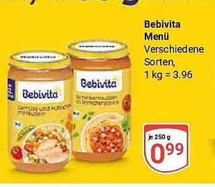 Bebivita Menü Verschiedene Sorten, 1 kg = 3.96