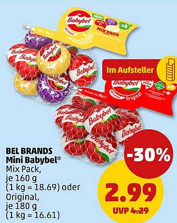 BEL BRANDS Mini Babybel* Mix Pack, je 160 g (1 kg = 18.69) oder Original, je 180 g (1 kg = 16.61)