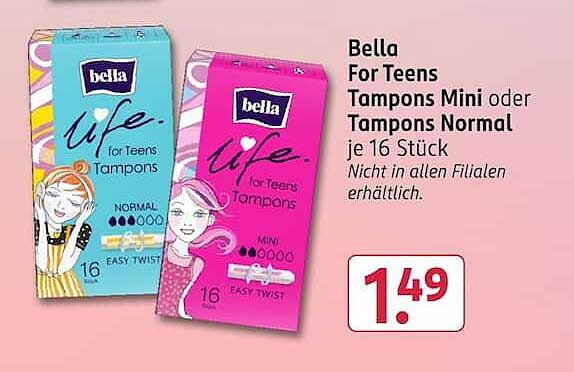 Bella For Teens Tampons Mini oder Tampons Normal je 16 Stück