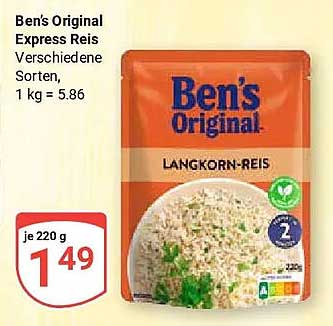 Ben’s Original Express Reis Verschiedene Sorten, 1 kg = 5.86