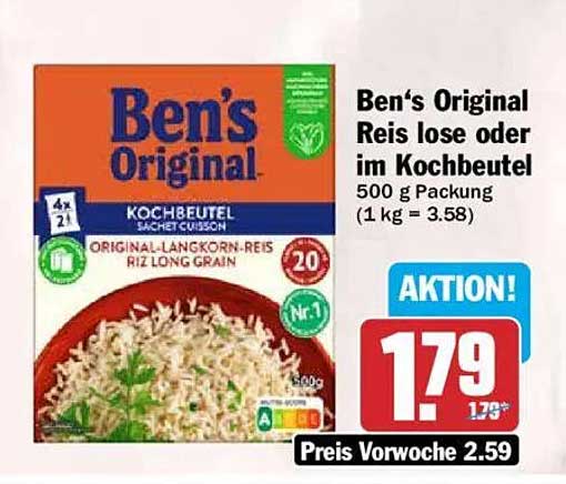 Ben's Original Reis lose oder im Kochbeutel