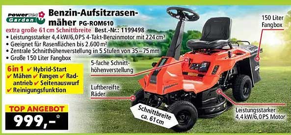 Benzin-Aufsitzrasenmäher PG-ROM610