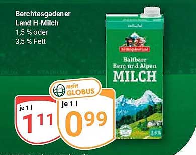 Berchtesgadener Land H-Milch 1,5 % oder 3,5 % Fett
