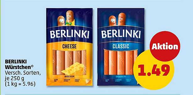 BERLINKI Würstchen* Versch. Sorten, je 250 g (1 kg = 5.96)