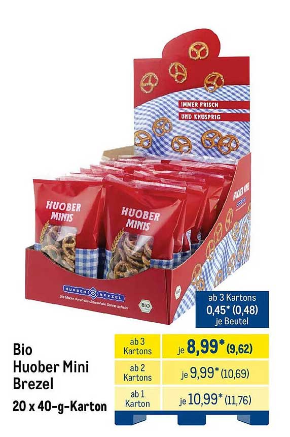 Bio Huober Mini Brezel 20 x 40-g-Karton
