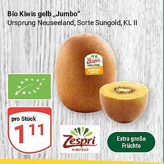Bio Kiwis gelb Jumbo