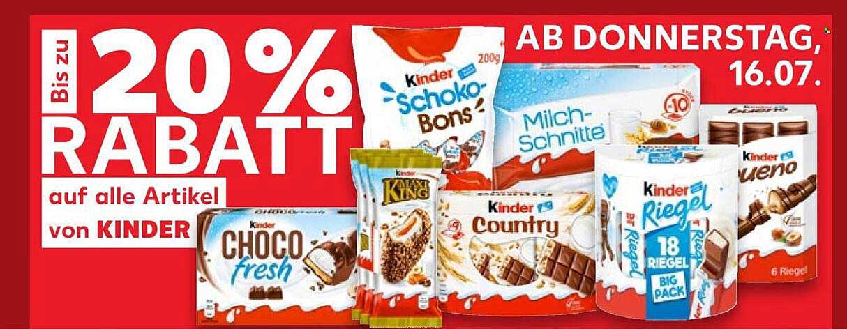 Bis zu 20% RABATT auf alle Artikel von KINDER