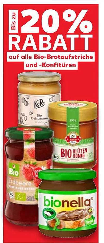 Bis zu 20% Rabatt auf alle Bio-Brotaufstriche und -Konfitüren