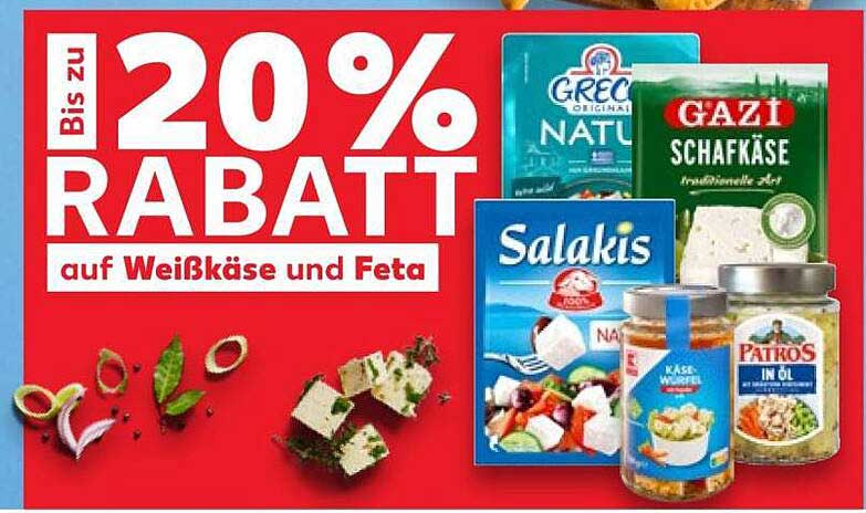 Bis zu 20% RABATT auf Weißkäse und Feta