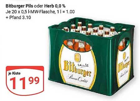 Bitburger Pils oder Herb 0,0 %