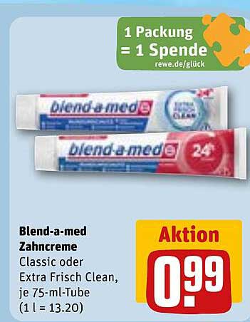 Blend-a-med Zahncreme Classic oder Extra Frisch Clean, je 75-ml-Tube
