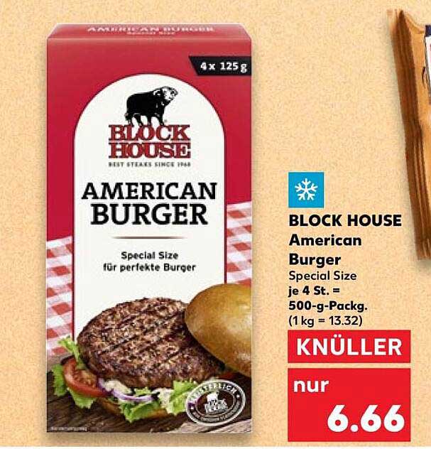 BLOCK HOUSE American Burger Special Size je 4 St. = 500-g-Packg. (1 kg = 13.32)