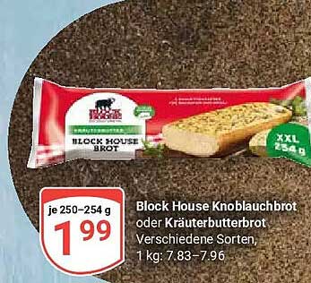 Block House Knoblauchbrot oder Kräuterbutterbrot