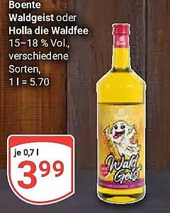 Boente Waldgeist oder Holla die Waldfee 15-18 % Vol. verschiedene Sorten, 1 l = 5.70