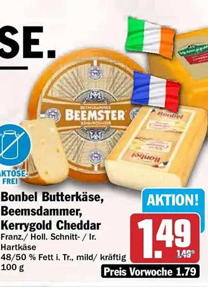Bonbel Butterkäse, Beemsdammer, Kerrygold Cheddar