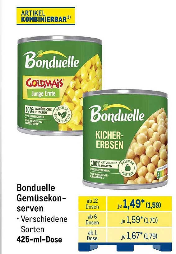 Bonduelle Gemüsekonserven • Verschiedene Sorten 425-ml-Dose