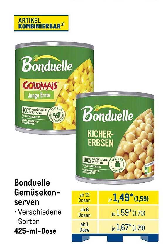 Bonduelle Gemüsekonserven · Verschiedene Sorten · 425-ml-Dose
