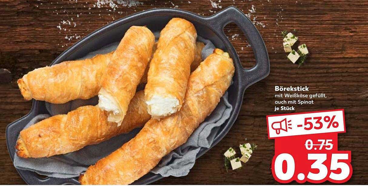 Börekstick mit Weißkäse gefüllt, auch mit Spinat je Stück