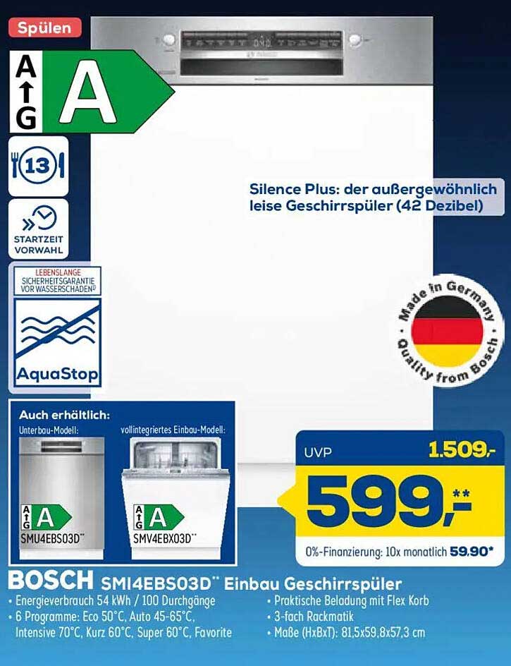 BOSCH SMI4ES03D" Einbau Geschirrspüler
