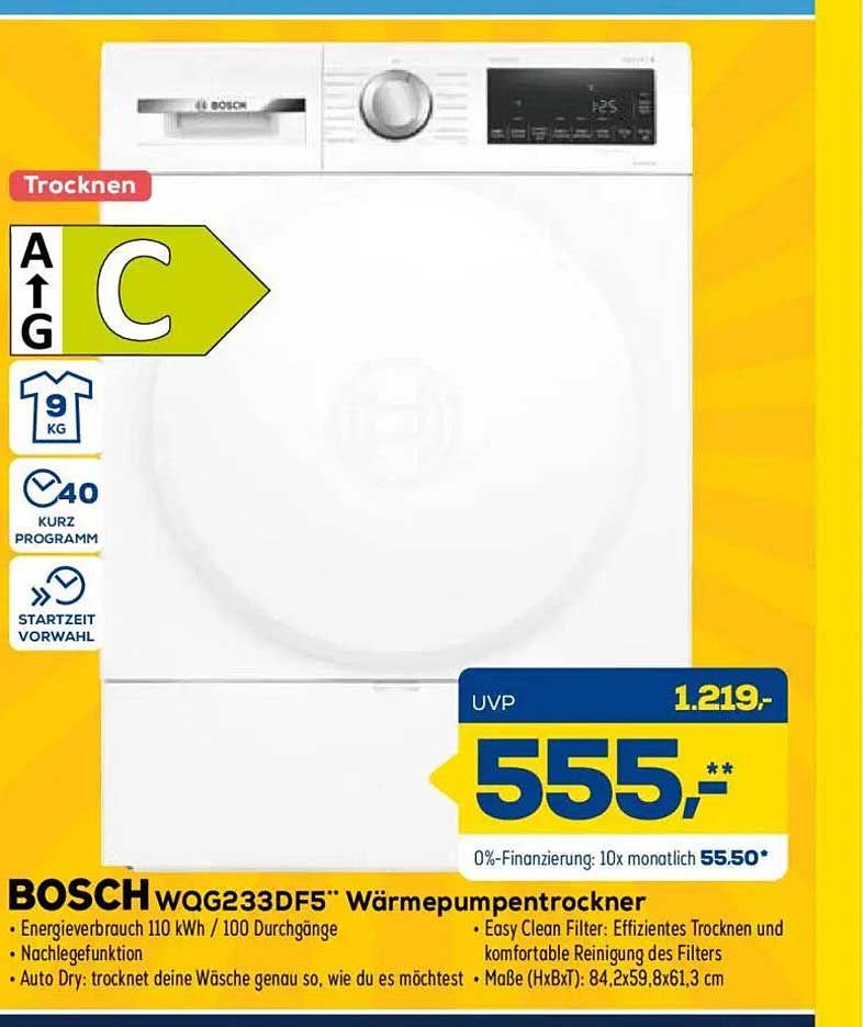 BOSCH WQG233DF5 Wärmepumpentrockner