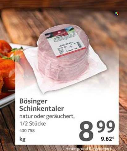 Bösinger Schinkentaler natur oder geräuchert, 1/2 Stücke