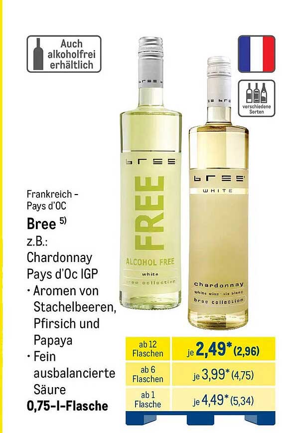 Bree White Alcohol Free Chardonnay