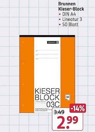 Brunnen Kieser-Block DIN A4 Liniert 3 50 Blatt