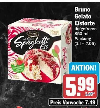 Bruno Gelato Eistorte tiefgefroren 850 ml Packung (1 l = 7.05)