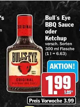 Bull’s Eye BBQ Sauce oder Ketchup versch. Sorten 300 ml Flasche