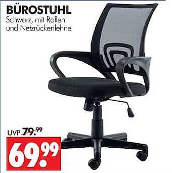 BÜROSTUHL Schwarz, mit Rollen und Netzrückenlehne