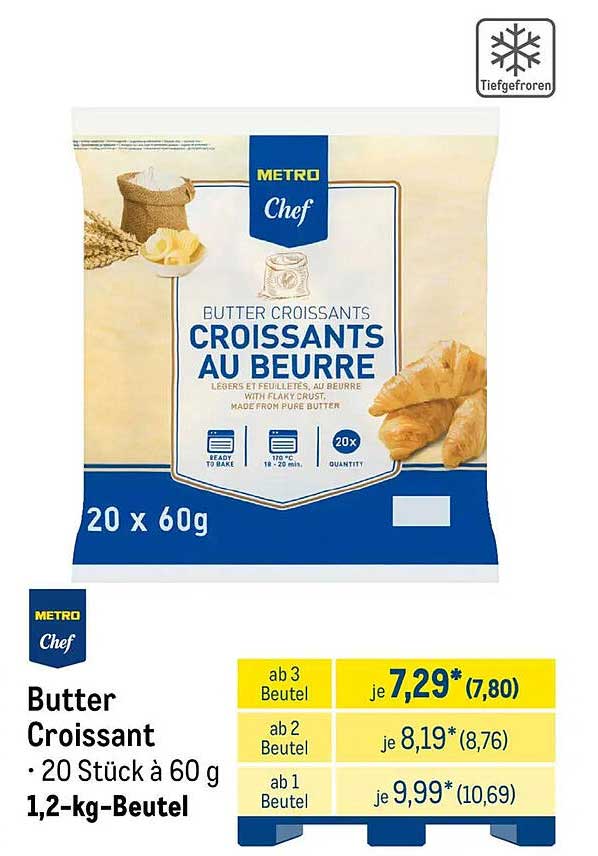 Butter Croissant • 20 Stück à 60 g • 1,2-kg-Beutel