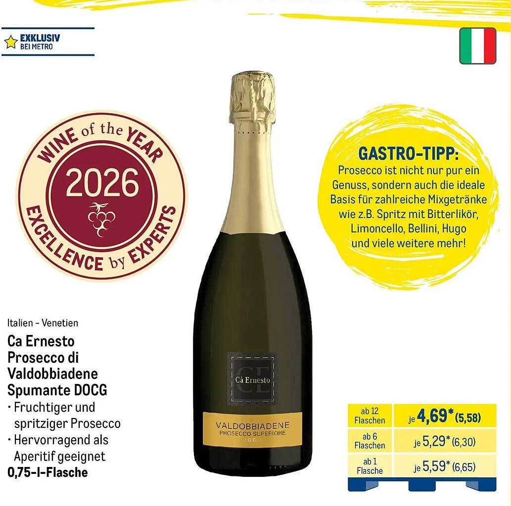 Ca Ernesto Prosecco di Valdobbiadene Spumante DOCG