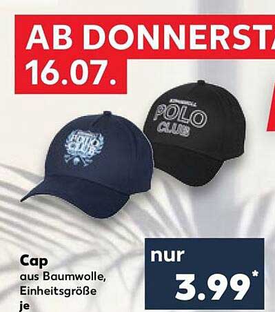 Cap aus Baumwolle, Einheitsgröße je