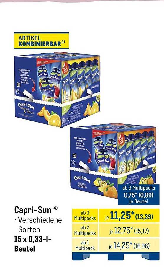 Capri-Sun Verschiedene Sorten 15 x 0,33-l-Beutel