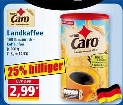 Caro Landkaffee 100 % natürlich – koffeinfrei je 200 g