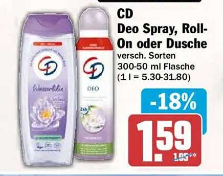 CD Deo Spray, Roll-On oder Dusche