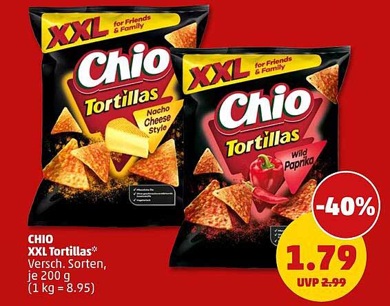 CHIO XXL Tortillas* Versch. Sorten, je 200 g (1 kg = 8.95)
