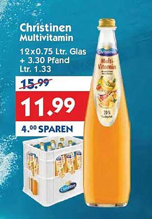 Christinen Multivitamin 12 x 0.75 Ltr. Glas + 3.30 Pfand Ltr. 1.33