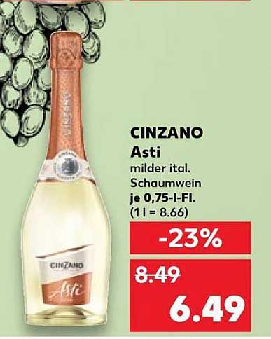 CINZANO Asti milder ital. Schaumwein je 0,75-l-Fl. (1 l = 8.66)