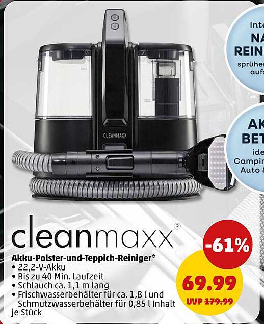 cleanmaxx Akku-Polster-und-Teppich-Reiniger*