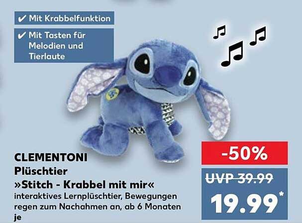 CLEMENTONI Plüschtier »Stitch - Krabbel mit mir«