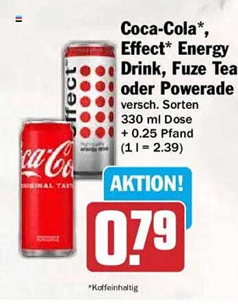 Coca-Cola*, Effect* Energy Drink, Fuze Tea oder Powerade