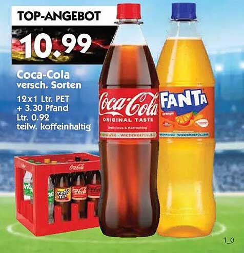 Coca-Cola versch. Sorten 12x1 Ltr. PET + 3.30 Pfand Ltr. 0.92 teilw. koffeinhaltig