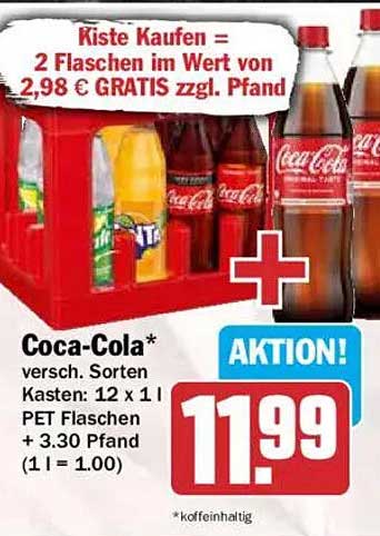 Coca-Cola* versch. Sorten Kasten: 12 x 1 l PET Flaschen + 3.30 Pfand (1 l = 1.00)