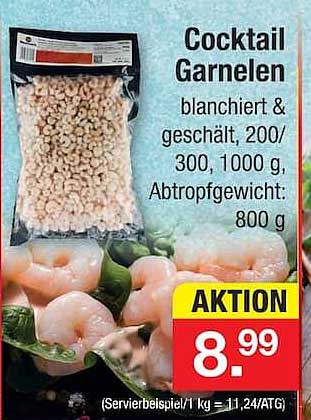 Cocktail Garnelen blanchiert & geschält, 200/300, 1000 g, Abtropfgewicht: 800 g