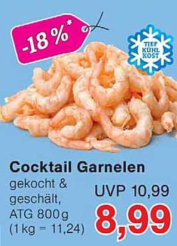 Cocktail Garnelen gekocht & geschält, ATG 800 g (1 kg = 11,24)